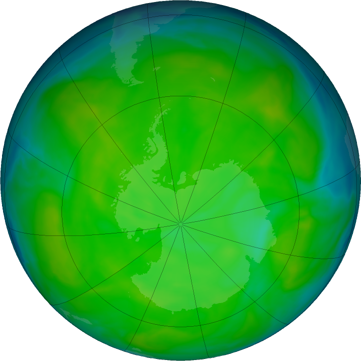 Antarctic ozone map for 02 December 2016